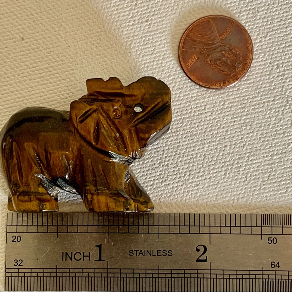 Tiger's Eye Carved Quartz Crystal Elephant Carving Reiki Healing Figurine FLASHY - Picture 15 of 15
